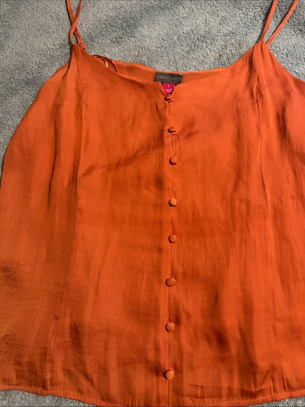 Vince Camuto Orange Button-Front Spaghetti Strap Cami